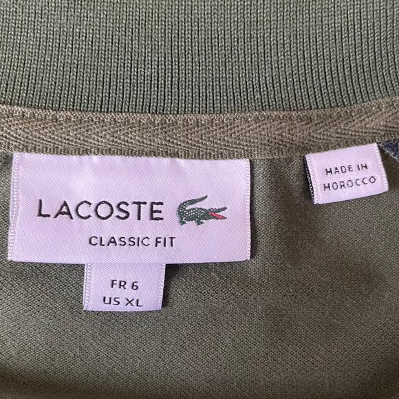 Lacoste Classic Fit Colorblock Polo Shirt Olive Green XL 6 Preppy Golf Tennis - Picture 5 of 8